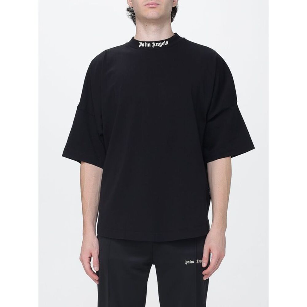 Palm Angels Relaxed Fit Cotton T-Shirt With Logo And Dropped Shoulders